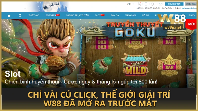 Chỉ vài cú click, thế giới giải trí W88 đã mở ra trước mắt