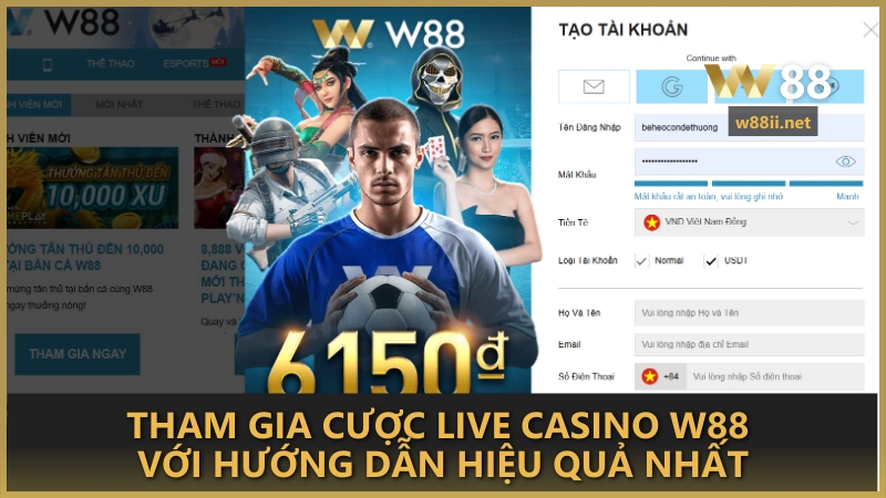 Tham gia cược Live Casino W88 với hướng dẫn hiệu quả nhất