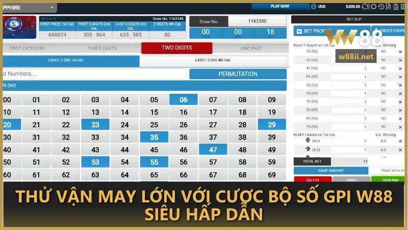 Thử vận may lớn với cược bộ số GPI W88 siêu hấp dẫn
